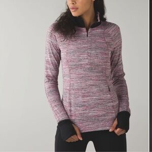 Lululemon Runderful Half Zip 1/2 Sweatshirt Rulu Space Dye Camo Berry Rumble